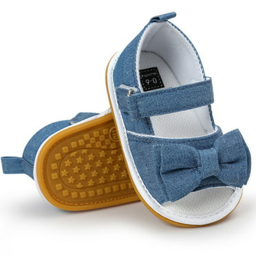 Pram Shoes Newborn Baby Girl Infant Blue Shoes Toddler PreWalker Denim  0-12 